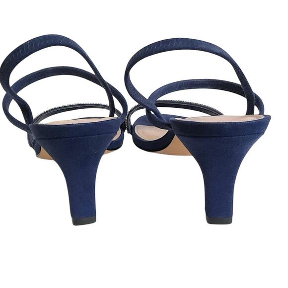 I. Miller Netany Kitten Heel Sandals Dark Navy Blue Suede Size 6.5 M Formal-New - Picture 6 of 12